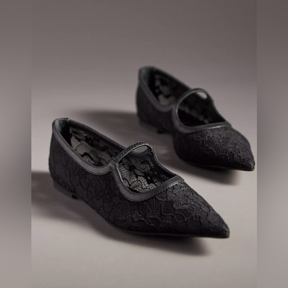 Matisse Black Lace Pointed Loafers